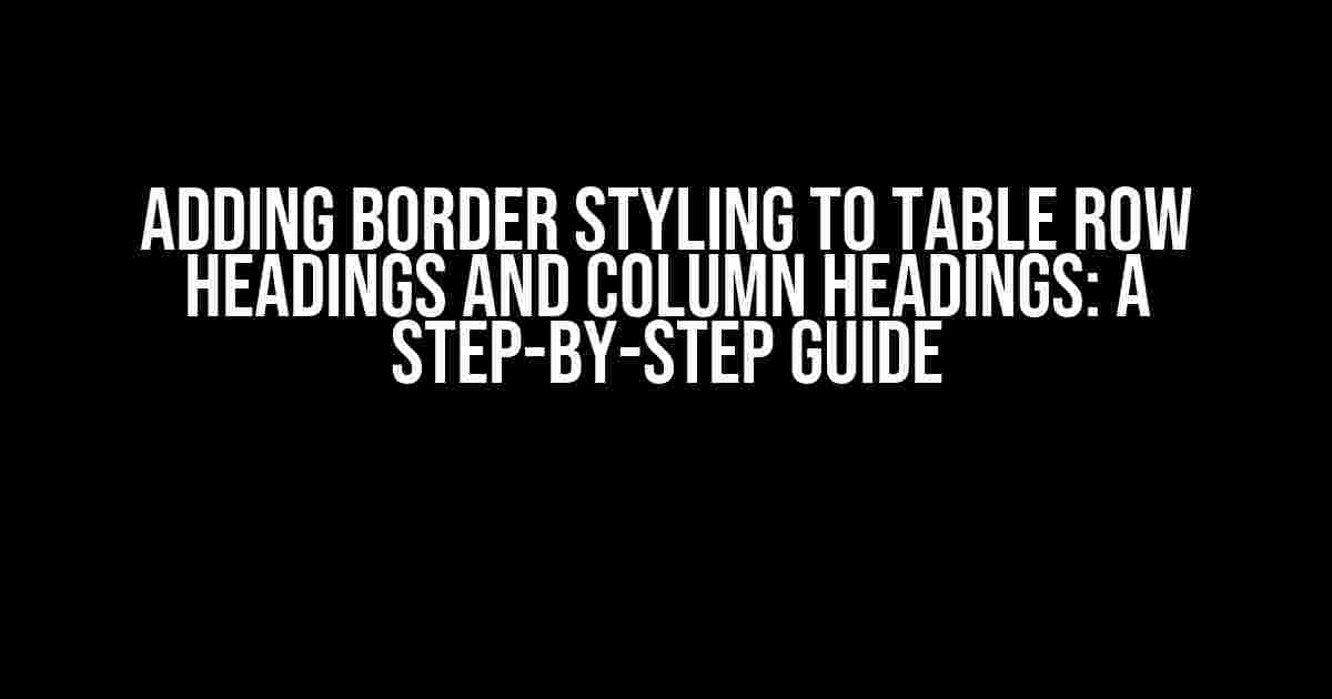 Adding Border Styling to Table Row Headings and Column Headings: A Step-by-Step Guide