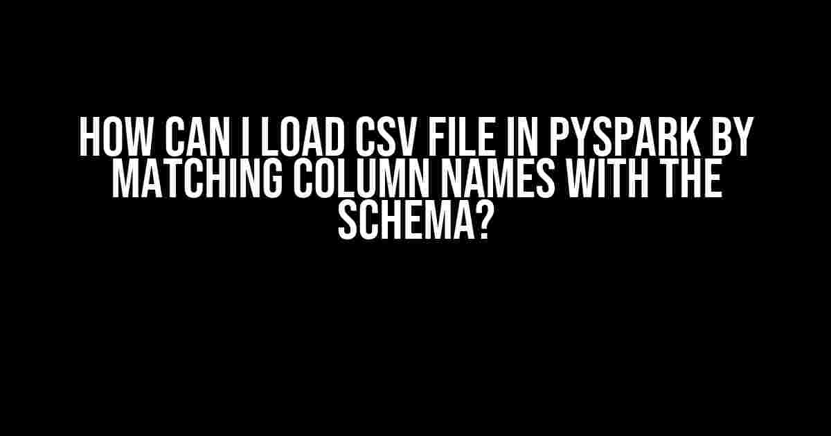 How Can I Load CSV File in PySpark by Matching Column Names with the Schema?